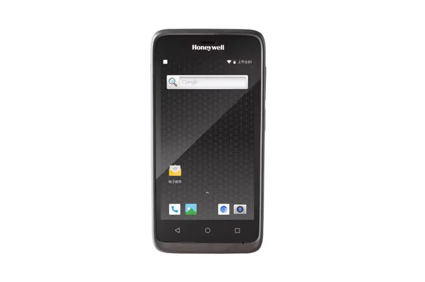 Honeywell EDA51 rugged Android handheld mobile computer front view with touchscreen display